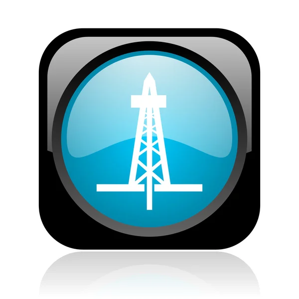 Drilling black and blue square web glossy icon — Stock Photo, Image