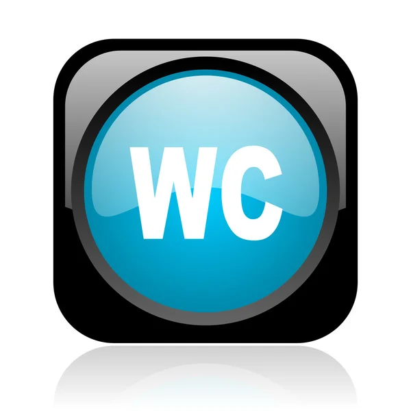 Wc negro y azul web cuadrada icono brillante — Foto de Stock