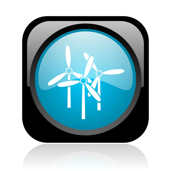 Windmill black and blue square web glossy icon — Stock Photo, Image