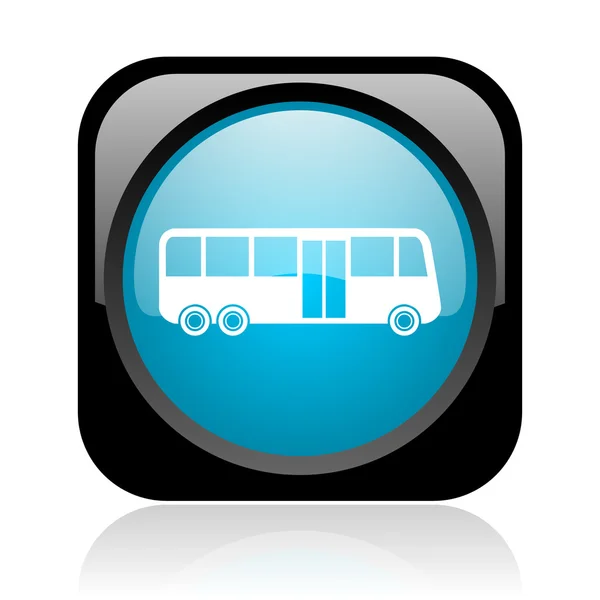 Autobus lesklé černé a modré čtvercové web ikony — Stock fotografie
