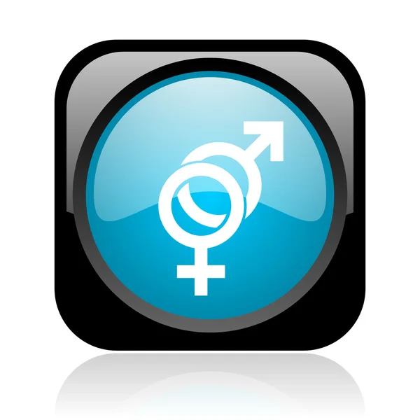 Sesso nero e blu quadrato web lucido icona — Foto Stock