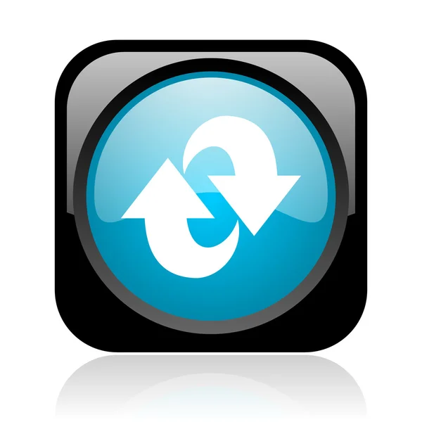 Zwarte en blauwe vierkante web glanzende pictogram roteren — Stockfoto