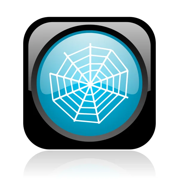 蜘蛛 web 黑色和蓝色方形 web 光泽图标 — 图库照片