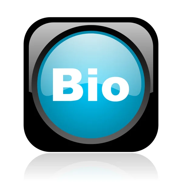 Bio negro y azul cuadrado web icono brillante — Foto de Stock