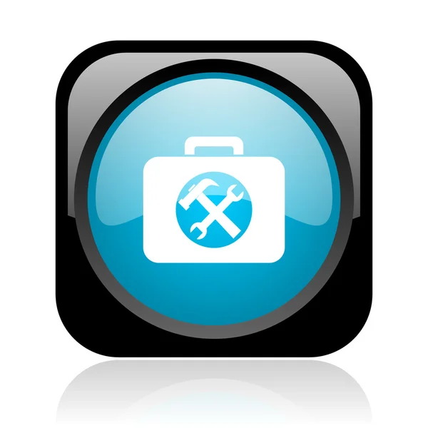 Kit de herramientas negro y azul web cuadrada icono brillante —  Fotos de Stock