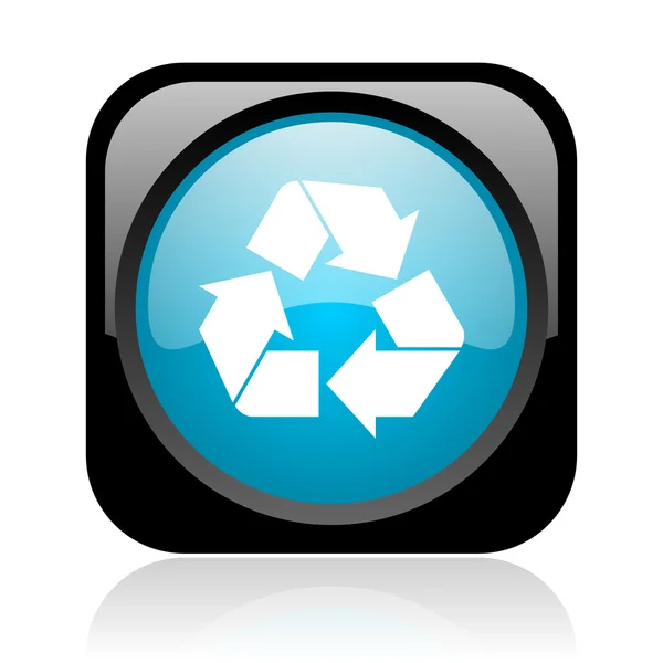 Recycle zwarte en blauwe vierkante web glanzende pictogram — Stockfoto