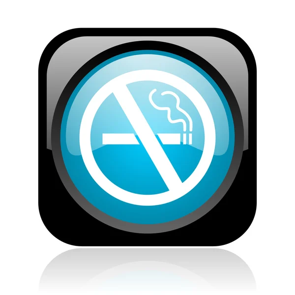 아니 담배 검정과 블루 스퀘어 웹 광택 아이콘 — 스톡 사진