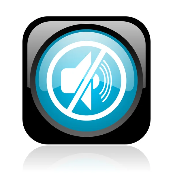 Mute black and blue square web glossy icon — Stock Photo, Image