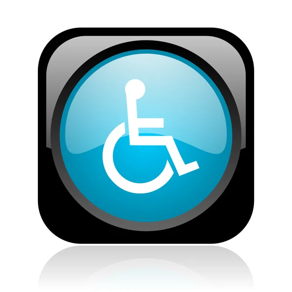 Accessibilité noir et bleu carré web icône brillante — Photo