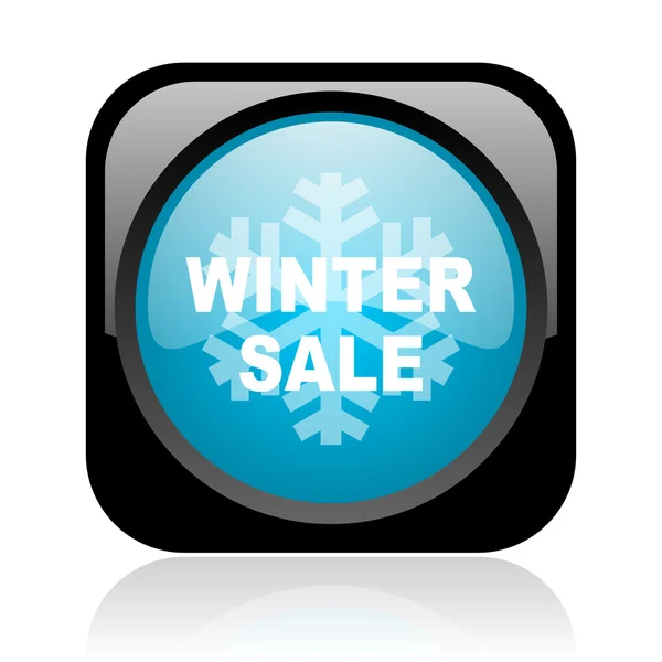 Winter sale black and blue square web glossy icon — Stock Photo, Image