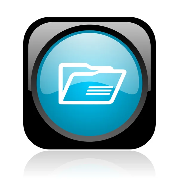 Folder black and blue square web glossy icon — Stock Photo, Image