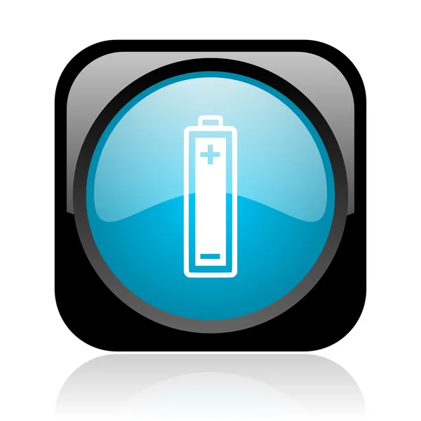 Battery black and blue square web glossy icon — Stock Photo, Image