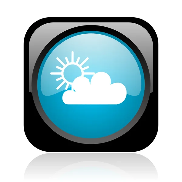Previsioni meteo nero e blu piazza web icona lucida — Foto Stock