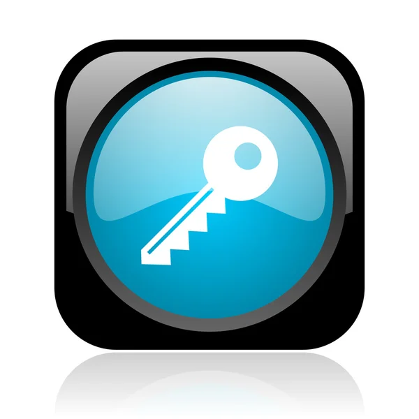 Parlak siyah ve mavi anahtar kare web simgesi — Stok fotoğraf