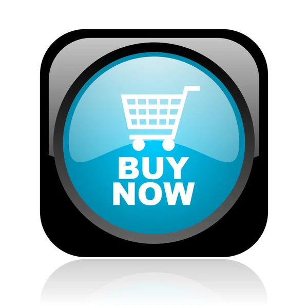 Buy now black and blue square web glossy icon — Stock Photo, Image