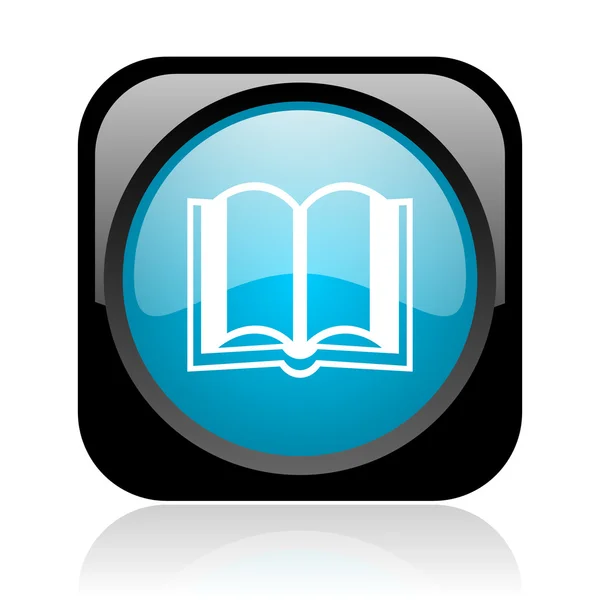 Boek zwarte en blauwe vierkante web glanzende pictogram — Stockfoto