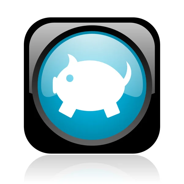 Spargris svart och blå torget web blanka ikonen — Stockfoto
