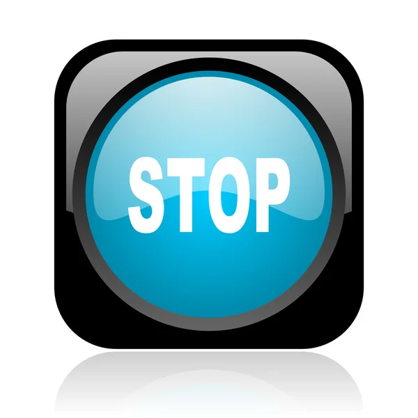 Stop black and blue square web glossy icon — стоковое фото