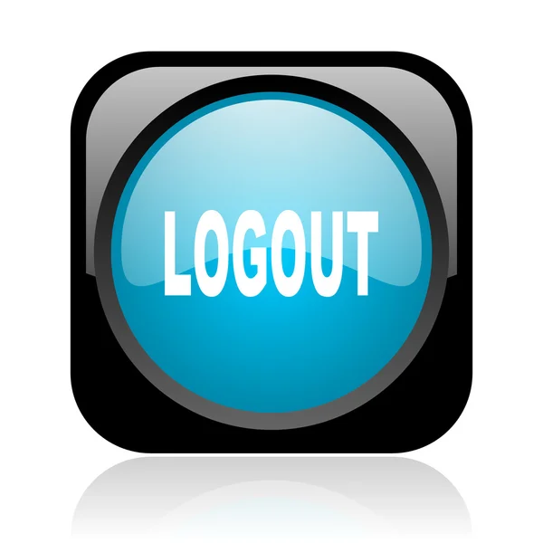 Logout black and blue square web glossy icon — Stock Photo, Image