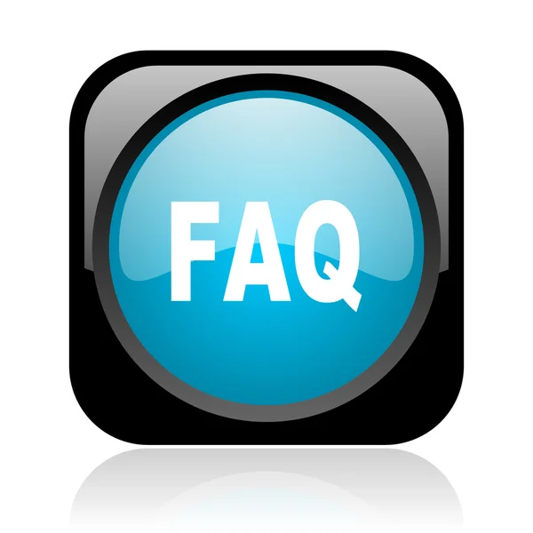 FAQ czarny i niebieski kwadrat WWW błyszczący ikona — Zdjęcie stockowe