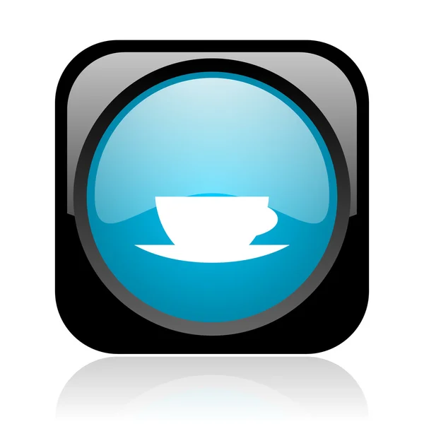 Coffee cup black and blue square web glossy icon — Stock Photo, Image