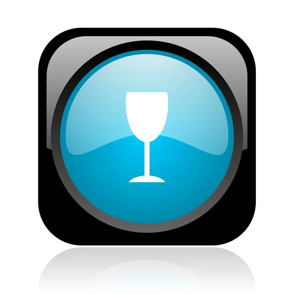 Glass black and blue square web glossy icon — Stock fotografie