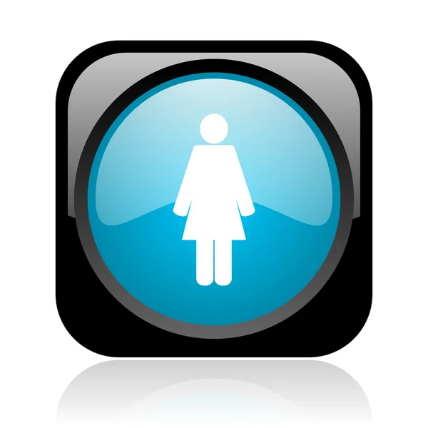 Donna nero e blu quadrato web icona lucida — Foto Stock
