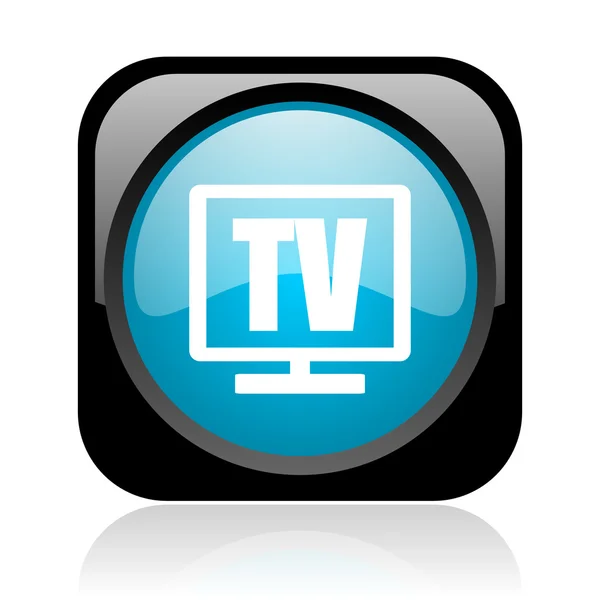 Tv black and blue square web glossy icon — Stock Photo, Image