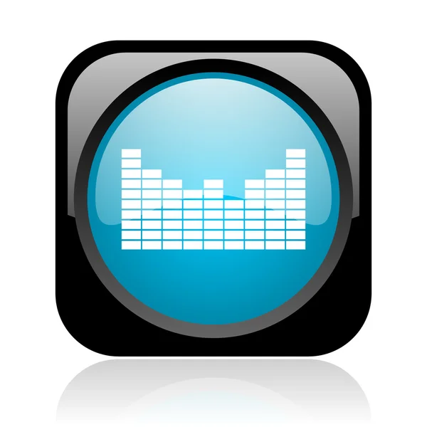 Sound black and blue square web glossy icon — Stock Photo, Image