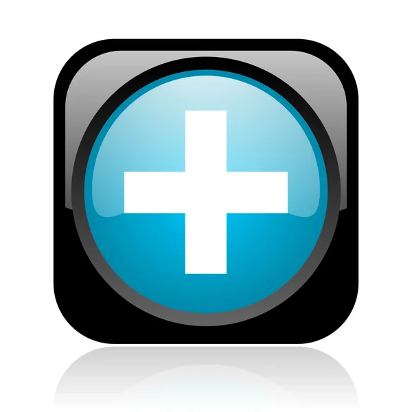 Awaryjne czarny i niebieski kwadrat WWW błyszczący ikona — Zdjęcie stockowe