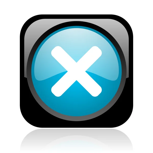 黒と青の正方形ウェブ光沢のあるアイコンをキャンセルします。 — ストック写真