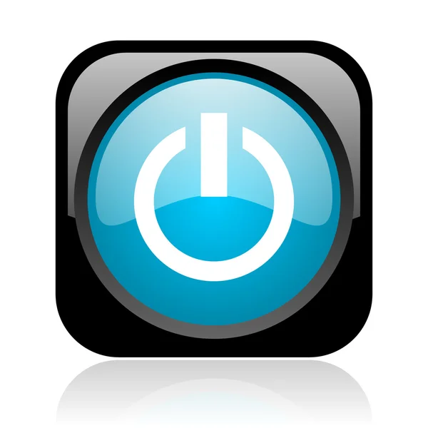 Power black and blue square web glossy icon — Stock Photo, Image