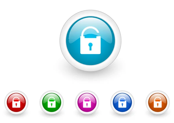 Padlock circle web glossy icon colorful set — Stock Photo, Image