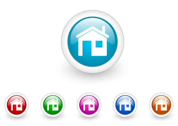 Home circle web glossy icon colorful set — Stock Photo, Image