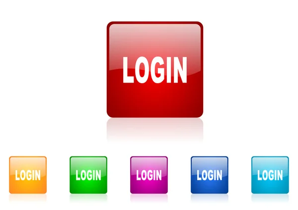 Login square web glossy icon colorful set — Stock Photo, Image