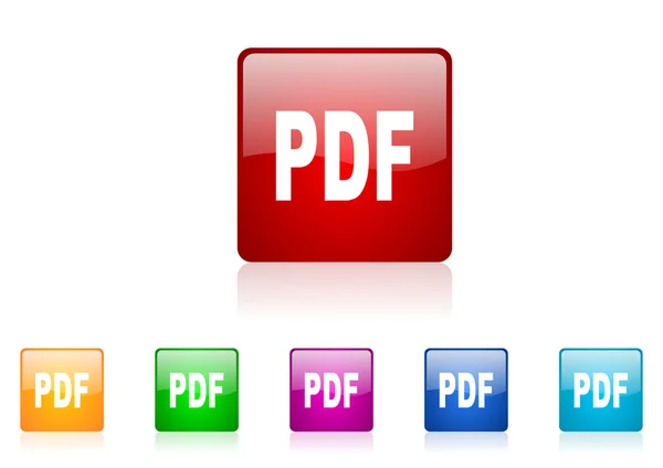 Pdf cuadrado web brillante icono colorido conjunto —  Fotos de Stock