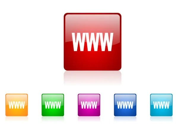 Www tér web fényes színes ikonkészlet — Stock Fotó