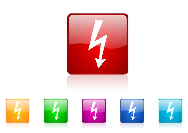 Lightning torget web glansiga färgglada Ikonuppsättning — Stockfoto