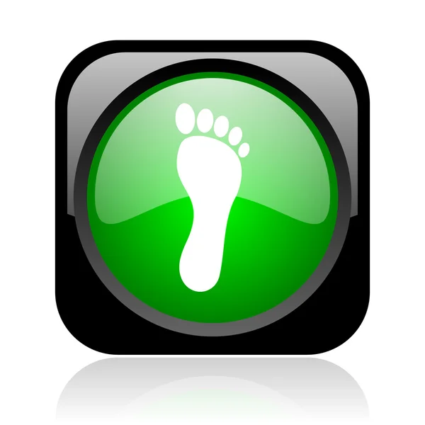 Fotavtryck svart och grön fyrkant spindelväv blanka ikonen — Stockfoto