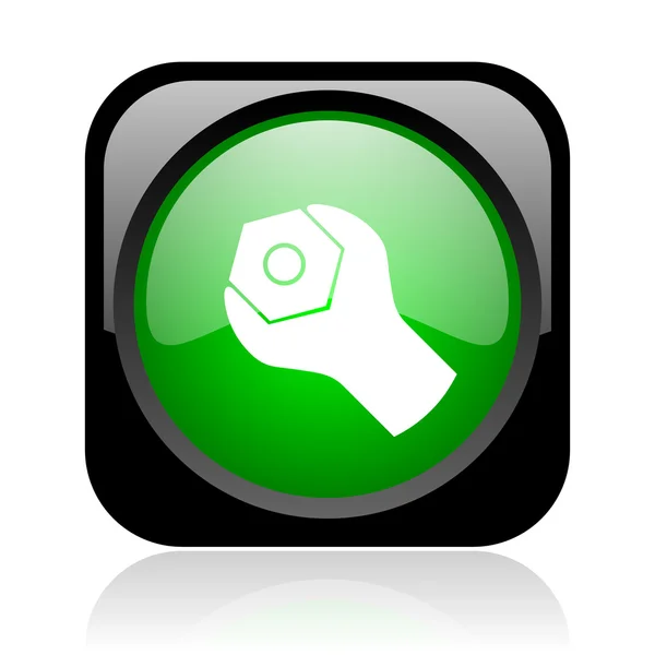 Verktyg svart och grön fyrkant spindelväv blanka ikonen — Stockfoto