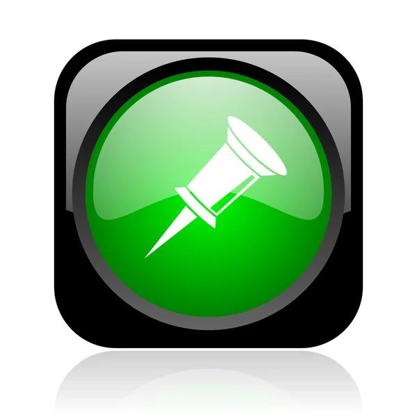 Szpilka czarny i zielony kwadrat WWW błyszczący ikona — Zdjęcie stockowe
