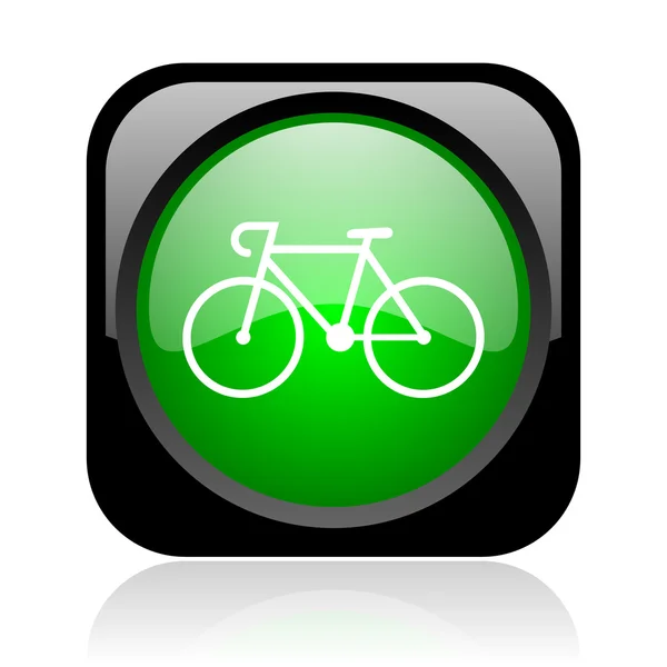 Bicicleta negro y verde web cuadrada icono brillante —  Fotos de Stock