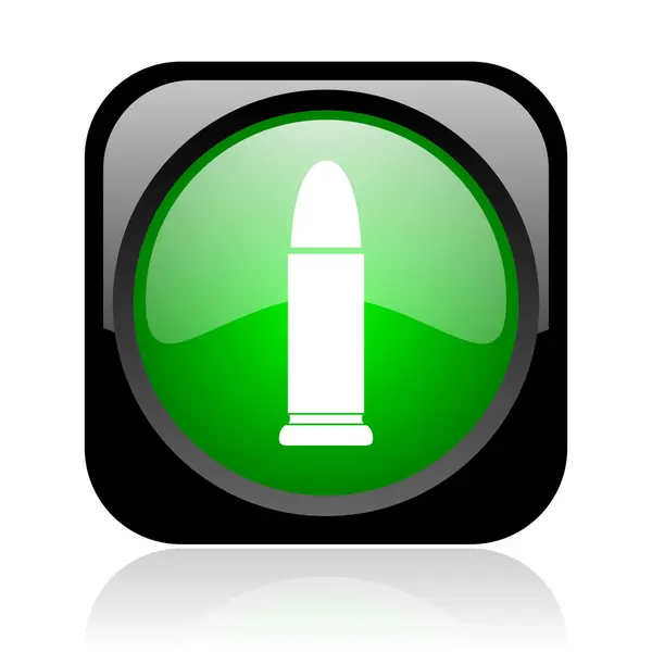Ammunition black and green square web glossy icon — Stock Photo, Image