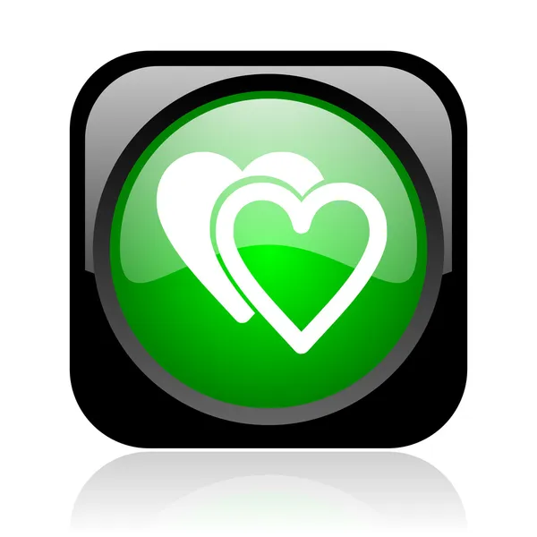 Love black and green square web glossy icon — Stock Photo, Image