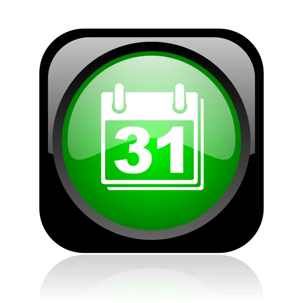 Calendar black and green square web glossy icon — Stock Photo, Image