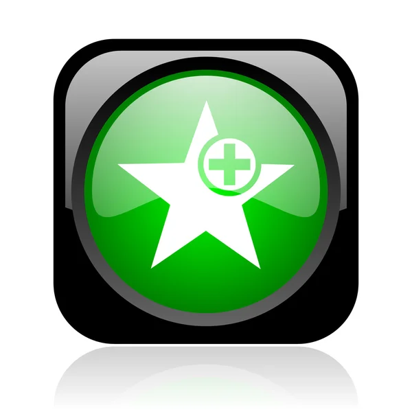 Stella nero e verde quadrato web icona lucida — Foto Stock