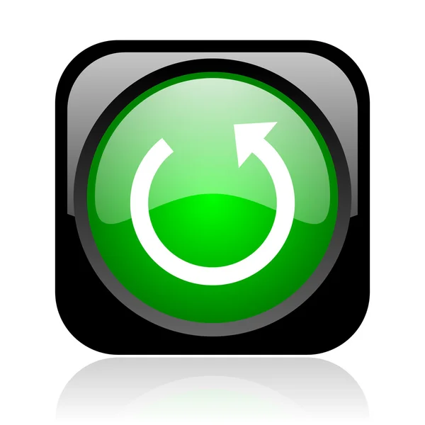 Rotate black and green square web glossy icon — Stock Photo, Image