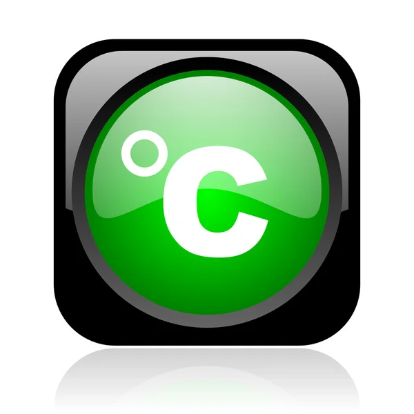 Celsius black and green square web glossy icon — Stock Photo, Image