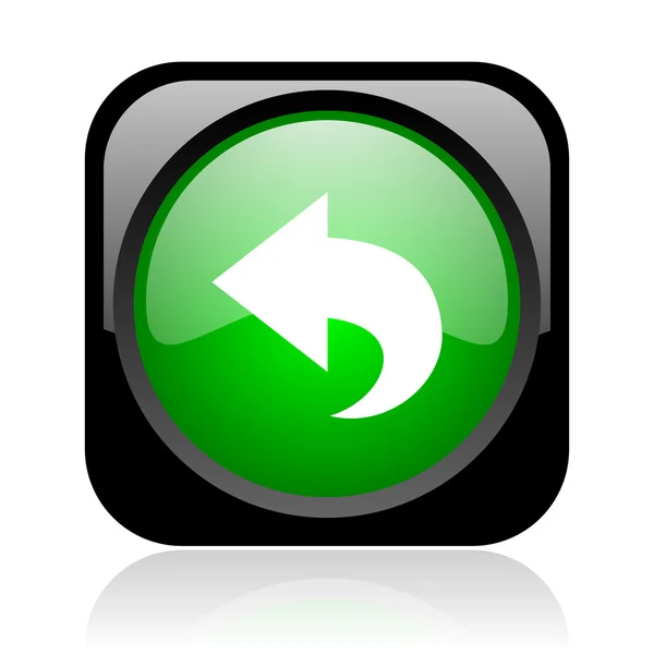 Powrót czarny i zielony kwadrat WWW błyszczący ikona — Zdjęcie stockowe