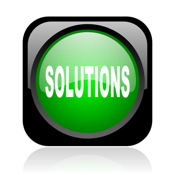 Solutions black and green square web glossy icon — Stock Photo, Image